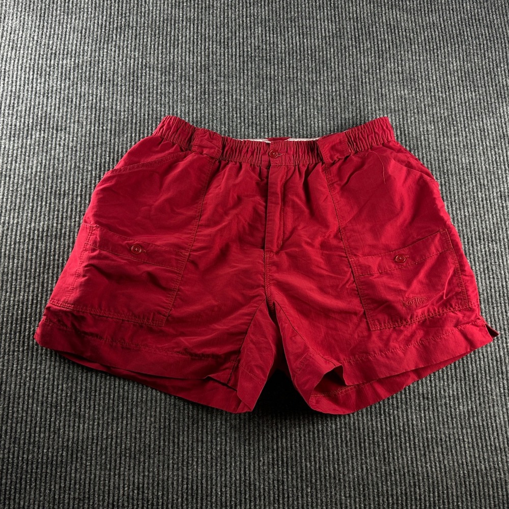 AFTCO M01 Original Fishing Shorts Mens 38 Red Nylon Performance Cargo Pockets